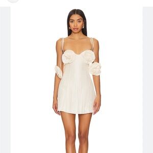 Elegant White Mini Dress with Floral Accents